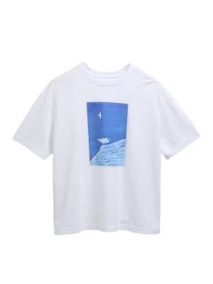 T-shirt z nadrukiem Barbour biały