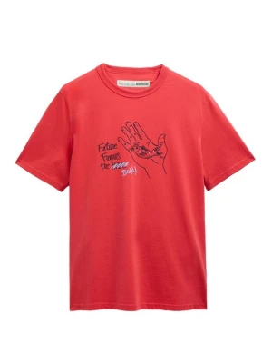 T-shirt z nadrukiem Barbour czerwony