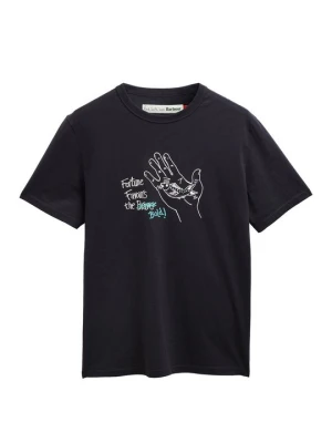 T-shirt z nadrukiem Barbour granatowy