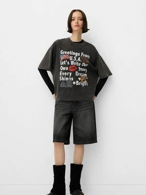 T-shirt z nadrukiem Bershka