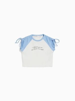 T-shirt z nadrukiem Bershka biały