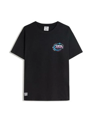 T-shirt z nadrukiem Bershka czarny