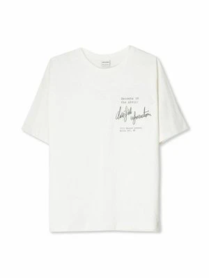 T-shirt z nadrukiem Bershka biały
