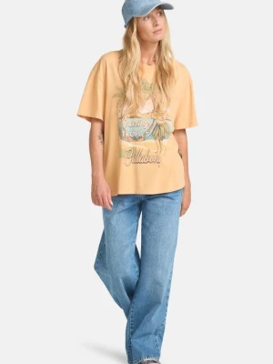 T-shirt z nadrukiem Billabong brązowy