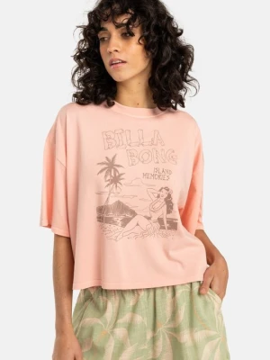T-shirt z nadrukiem Billabong różowy
