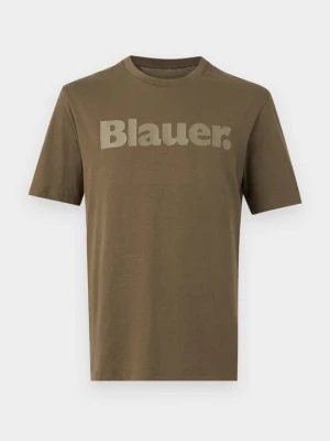 T-shirt z nadrukiem Blauer khaki