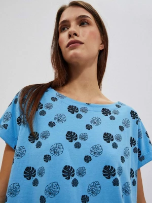 T-shirt z nadrukiem błękitny Moodo