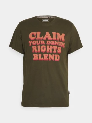 T-shirt z nadrukiem Blend ciemnozielony