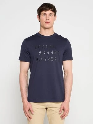 T-shirt z nadrukiem Bogner granatowy