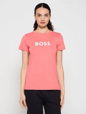 T-shirt z nadrukiem Boss różowy