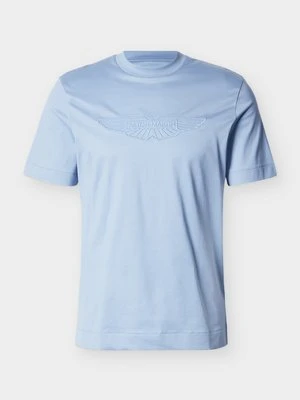 T-shirt z nadrukiem Boss jasnoniebieski