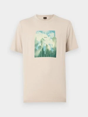 T-shirt z nadrukiem Boss beżowy