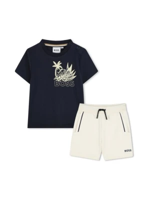 T-shirt z nadrukiem Boss beżowy
