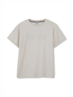 T-shirt z nadrukiem Boss beżowy