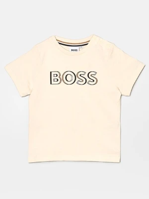 T-shirt z nadrukiem Boss beżowy
