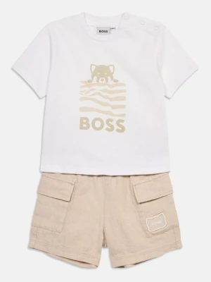 T-shirt z nadrukiem Boss beżowy