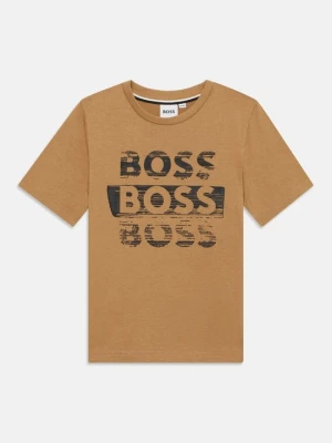 T-shirt z nadrukiem Boss beżowy