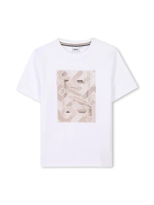 T-shirt z nadrukiem Boss biały