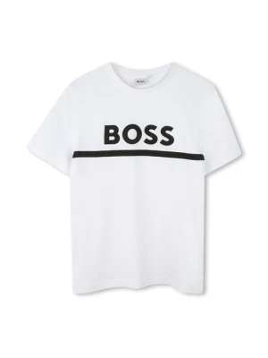 T-shirt z nadrukiem Boss biały