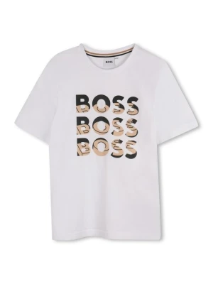 T-shirt z nadrukiem Boss biały