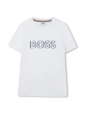 T-shirt z nadrukiem Boss biały