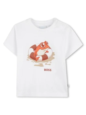 T-shirt z nadrukiem Boss biały