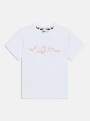 T-shirt z nadrukiem Boss biały