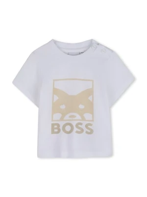 T-shirt z nadrukiem Boss biały