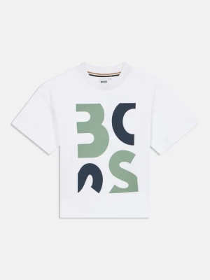 T-shirt z nadrukiem Boss biały