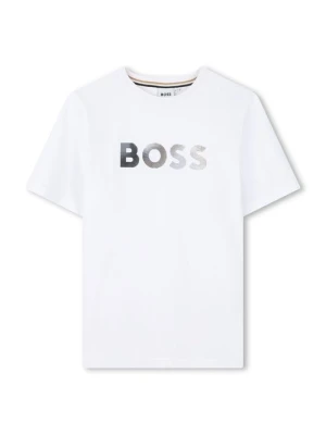 T-shirt z nadrukiem Boss biały