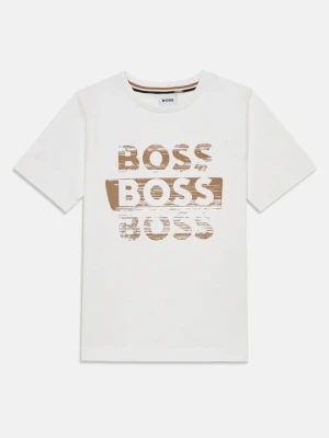 T-shirt z nadrukiem Boss biały