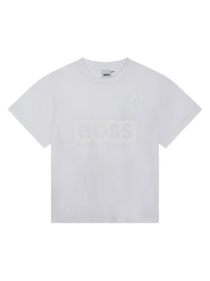 T-shirt z nadrukiem Boss biały