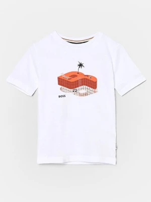 T-shirt z nadrukiem Boss biały