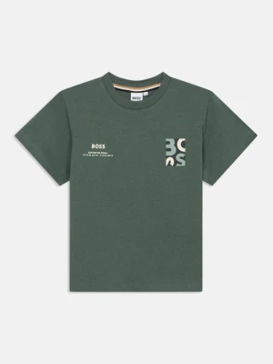 T-shirt z nadrukiem Boss ciemnozielony