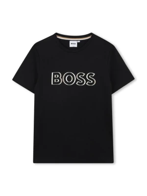 T-shirt z nadrukiem Boss czarny