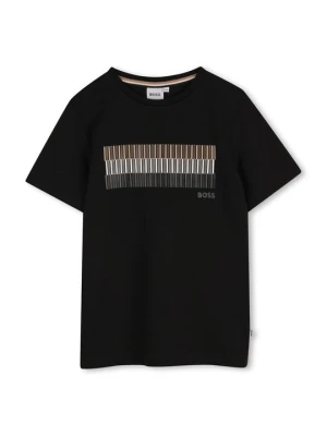 T-shirt z nadrukiem Boss czarny