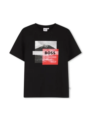 T-shirt z nadrukiem Boss czarny