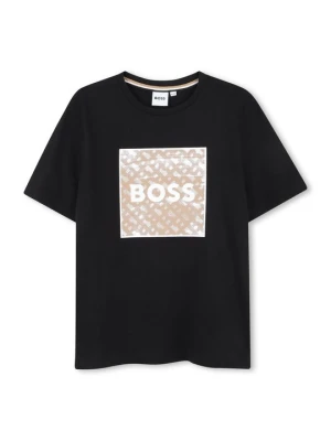 T-shirt z nadrukiem Boss czarny