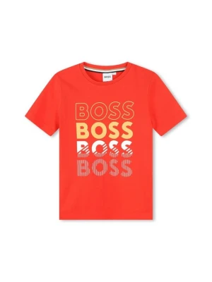 T-shirt z nadrukiem Boss czerwony