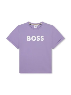 T-shirt z nadrukiem Boss fioletowy