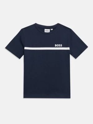 T-shirt z nadrukiem Boss granatowy