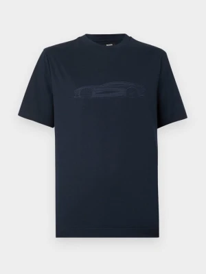 T-shirt z nadrukiem Boss granatowy