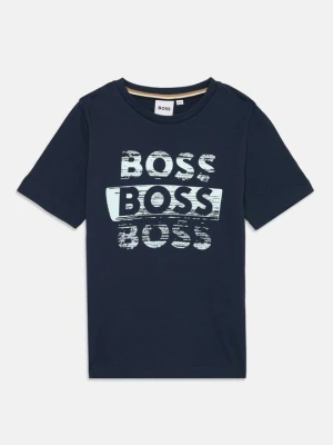 T-shirt z nadrukiem Boss granatowy