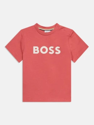 T-shirt z nadrukiem Boss jasnoczerwony