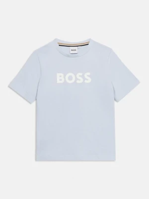 T-shirt z nadrukiem Boss jasnoniebieski