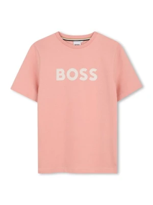 T-shirt z nadrukiem Boss jasnoróżowy