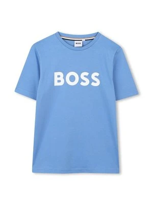 T-shirt z nadrukiem Boss granatowy