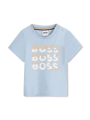 T-shirt z nadrukiem Boss niebieski