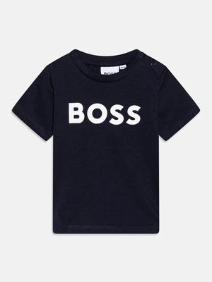T-shirt z nadrukiem Boss granatowy