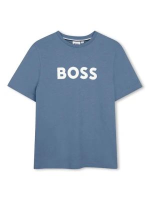 T-shirt z nadrukiem Boss niebieski